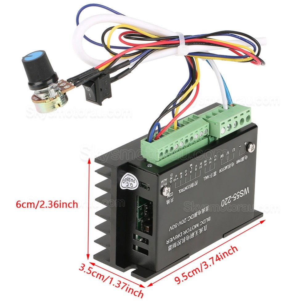 3 Phase BLDC Motor Driver WS55-220 Brushless DC Motor Controller DC20-50V 12A